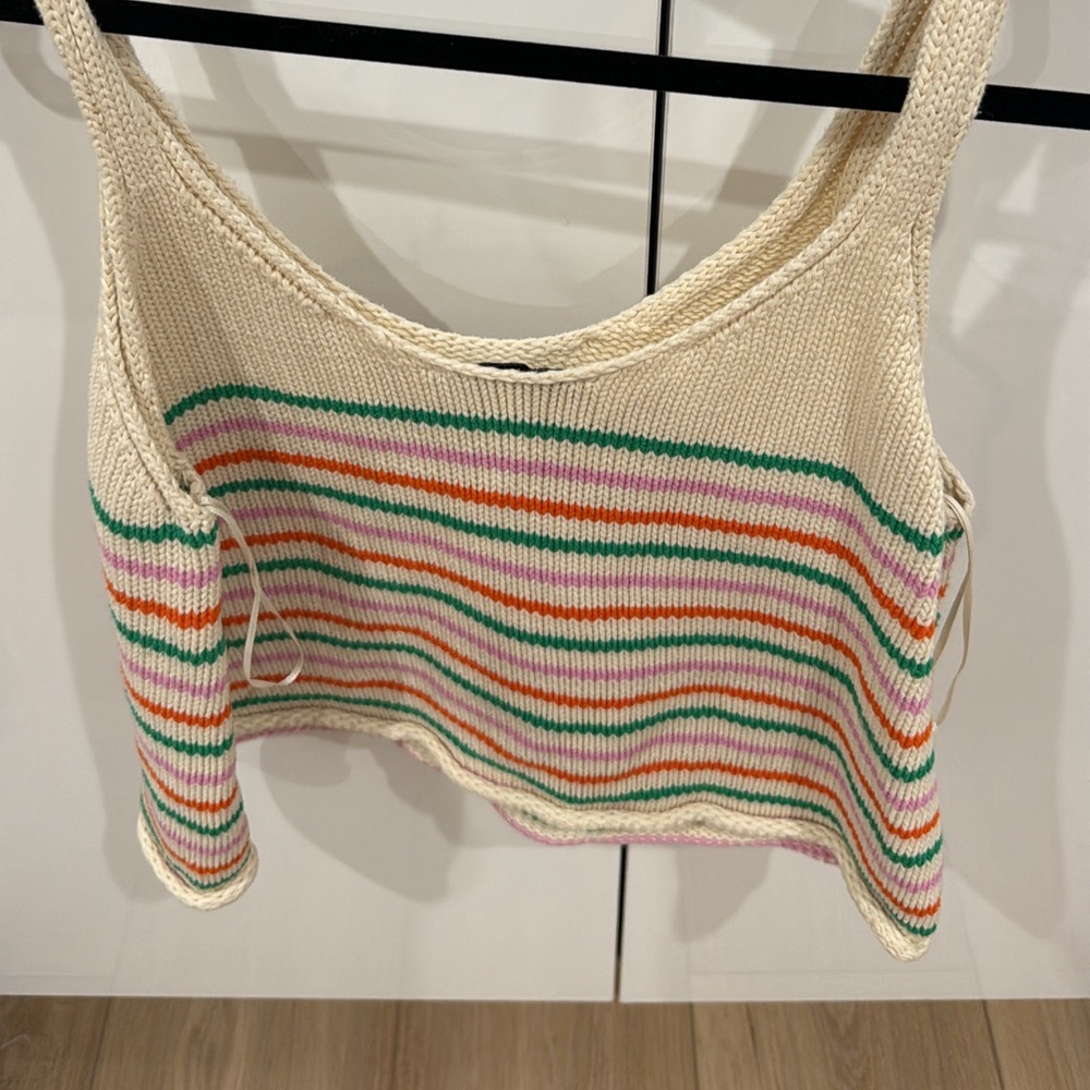 Zara stripe Rounded Neckline crop Tank Top